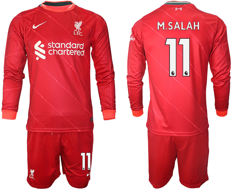 Men 2021-2022 Club Liverpool home red Long Sleeve #11 Soccer Jersey